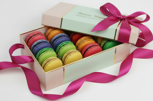 Elegantly Curated Golden Macaron Box